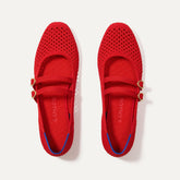 The Double Buckle Mary Jane - Bright Red Mesh