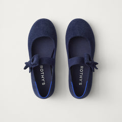 The Kids Tux Bow Mary Jane - ReVelvet™ Deep Navy