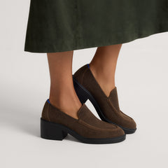 The Block Heel Loafer - ReVelvet™ Dark Herringbone