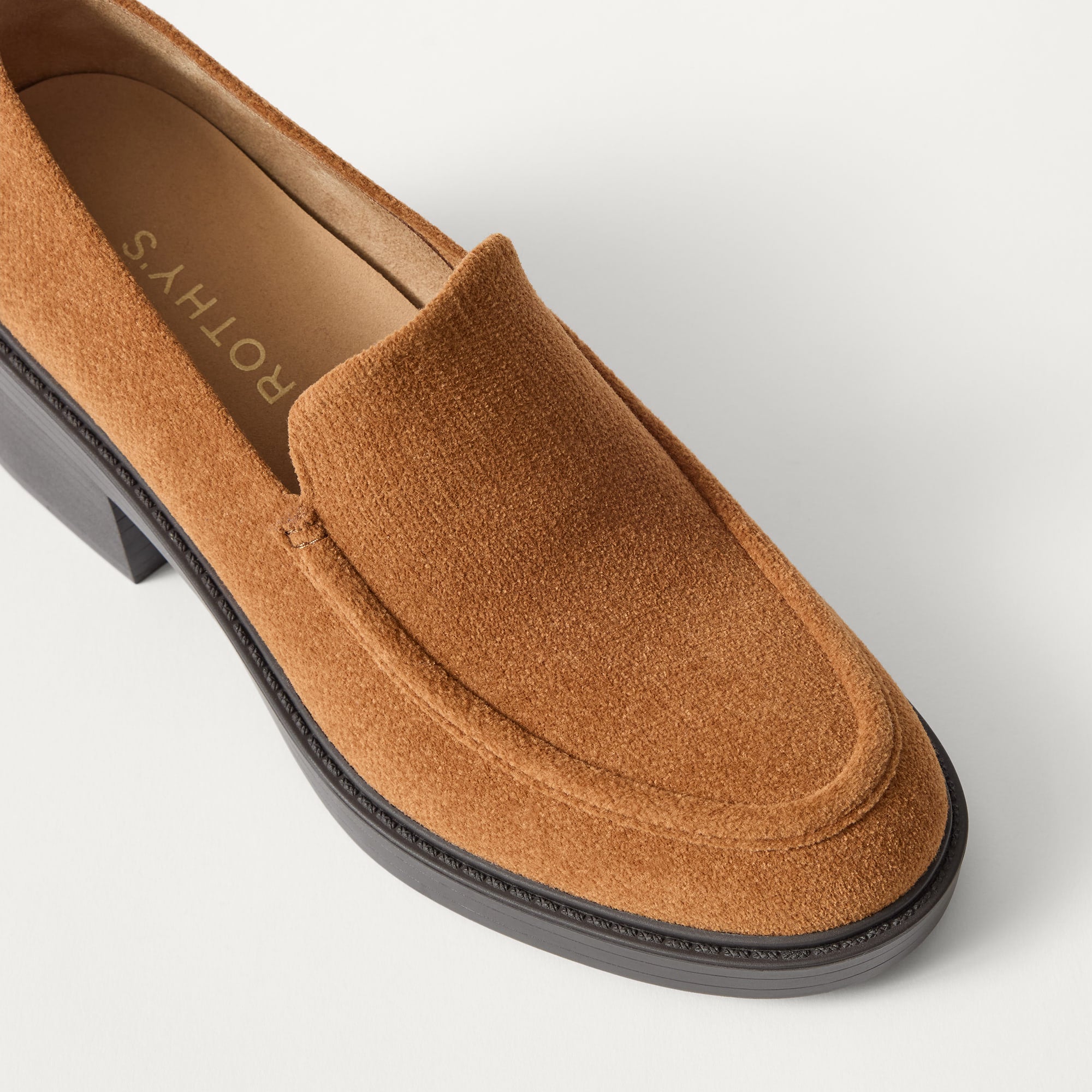 The Block Heel Loafer - ReVelvet™ Caramel